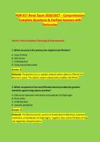 NUR 631 Renal Exam 2026&sol;2027 &ndash; Comprehensive &NewLine;Complete Questions & Verified Answers with &NewLine;Rationales 