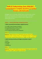 NUR 631 Endocrinology Exam 2026&sol;2027 &ndash; &NewLine;Comprehensive Complete Questions & Verified &NewLine;Answers with Rationales 
