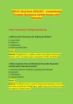 NUR 631 Renal Exam 2026&sol;2027 &ndash; Comprehensive &NewLine;Complete Questions & Verified Answers with &NewLine;Rationales 