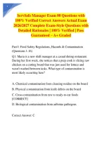  ServSafe Manager Exam 80 Questions with 100&percnt; Verified Correct Answers Actual Exam 2026&sol;2027 Complete Exam-Style Questions with Detailed Rationales &vert; 100&percnt; Verified &vert; Pass Guaranteed &ndash; A&plus; Graded