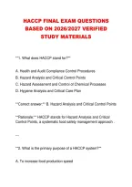 Haccp Final Exam Questions &NewLine;Based On 2026&sol;2027 Verified &NewLine;Study Materials