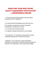 Hcqm Final Exam Healthcare &NewLine;Quality Management Certification &NewLine;&mdash; Comprehensive Review