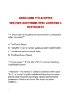 Hcqm High Yield Notes &NewLine;Verified Questions With Answers & &NewLine;Rationales 