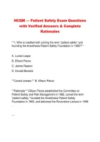 HCQM &mdash; Patient Safety Exam Questions &NewLine;with Verified Answers & Complete &NewLine;Rationales