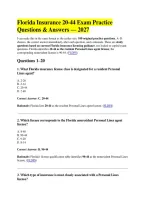 Florida Insurance 20-44 Exam Practice &NewLine;Questions & Answers &mdash; 2027 