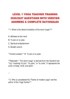 Level 1 Yoga Teacher Training &NewLine;2026&sol;2027 Questions With Verified &NewLine;Answers & Complete Rationales