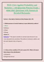 WGU C955 Applied Probability and &NewLine;Statistics &vert; 100-Question Practice Exam &vert; &NewLine;2026&sol;2027 Questions with Answers & &NewLine;Detailed Rationales 