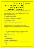Icml Mla 1 &NewLine;Certification Exam &NewLine;Questions And &NewLine;Answers 2026 - 2027