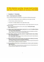 CS 7641 Machine Learning- Unsupervised Learning Unit Quiz Practice Problems & Solutions &lpar;Fall 2025&rpar;&period;pdf&NewLine;&NewLine;