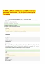 CS 4408 Artificial Intelligence Unit 6 Graded Quiz Questions & Answers- CSP&comma; Propositional Logic & Probability&period;pdf&NewLine;&NewLine;