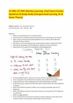 CS 4641-CS 7641 Machine Learning- Final Exam Practice Questions & Study Guide &lpar;Unsupervised Learning&comma; RL & Game Theory&rpar;&period;pdf&NewLine;&NewLine;