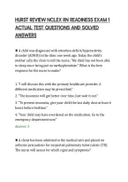 Hurst Review Nclex Rn Readiness Exam 1&NewLine;Actual Test Questions And Solved&NewLine;Answers