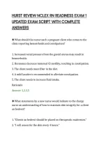 Hurst Review Nclex Rn Readiness Exam 1&NewLine;Updated Exam Script With Complete&NewLine;Answers