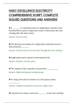 Hvac Excellence Electricity&NewLine;Comprehensive Script Complete&NewLine;Solved Questions And Answers