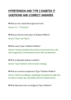 Hypertension And Type 2 Diabetes 17&NewLine;Questions And Correct Answers&NewLine;