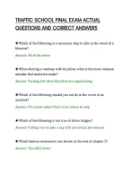 Traffic School Final Exam Actual&NewLine;Questions And Correct Answers
