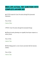 Ibwa Cpo Actual Test Questions With&NewLine;Complete Answer Key