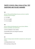 Traffic School Final Exam Actual Test&NewLine;Questions And Solved Answers