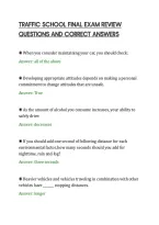 Traffic School Final Exam Review&NewLine;Questions And Correct Answers&NewLine;