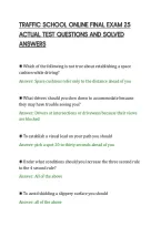 Traffic School Online Final Exam 25&NewLine;Actual Test Questions And Solved&NewLine;Answers