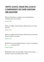 Traffic School Online Final Exam 25&NewLine;Comprehensive Test Paper Questions&NewLine;And Solutions