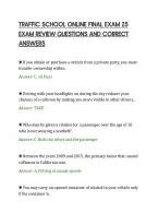 Traffic School Online Final Exam 25&NewLine;Exam Review Questions And Correct&NewLine;Answers&NewLine;