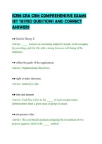 Icrm Cra Crm Comprehensive Exams&NewLine;Set Tested Questions And Correct&NewLine;Answers