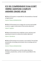 Ics 100 Comprehensive Exam Script&NewLine;Verified Questions Complete&NewLine;Answers Graded Aplus