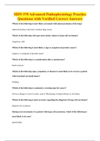 MSN 570 Advanced Pathophysiology Practice&NewLine;Questions with Verified Correct Answers