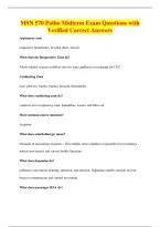 MSN 570 Patho Midterm Exam Questions with&NewLine;Verified Correct Answers