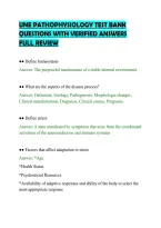 Une Pathophysiology Test Bank&NewLine;Questions With Verified Answers&NewLine;Full Review