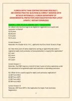 Florida Septic Tank Contractor Exam 2026&sol;2027 &vert; 300 Verified Practice Questions & Correct Answers With Detailed Rationales &vert; Florida Department Of Environmental Protection &lpar;Fdep&rpar; Registration Prep Latest Update &vert; Instant Download