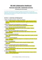 NR 446 Collaborative Healthcare&NewLine;Final Exam Guide 2026 - Chamberlain University&NewLine;250 questions with correct answers &NewLine;