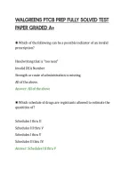 Walgreens Ptcb Prep Fully Solved Test&NewLine;Paper Graded A&plus;