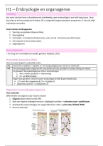 Samenvatting H1 Embryologie & Organogenese &vert; Bouw & Ontwikkeling I &vert; UGent &vert; 2026&sol;27