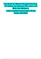 Test Bank for Medical-Surgical Nursing&comma;&NewLine;7th Edition by Adrianne Dill Linton and&NewLine;Mary Ann Matteson&NewLine;Latest Updated Examination Study &NewLine;Guide 2024&sol;2025