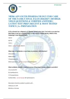 Nr566 Advanced Pharmacology For Care Of The Family Final Exam 2026&sol;2027 &vert; 100 High-Yield Questions & Verified Answers &vert; Latest Test Prep &vert; Recent & Most Tested Topics &vert; A&plus; Preparation