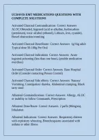 Ucdavis Emt Medications Questions With Complete Solutions