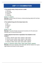 ANP 1111&comma; Anatomy & Physiology&comma; Examination&comma; Complete Exam Material