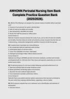 AWHONN Perinatal Nursing Item Bank &ndash; 2025&sol;2026 Complete Practice Question Bank