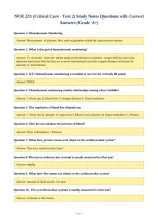 NUR 221 &lpar;Critical Care - Test 2&rpar; Study Notes Questions with Correct&NewLine;Answers &lpar;Grade A&plus;&rpar;