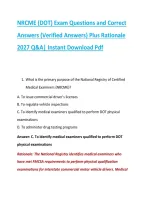 NRCME &lpar;DOT&rpar; Exam Questions and Correct &NewLine;Answers &lpar;Verified Answers&rpar; Plus Rationale &NewLine;2027 Q&A&vert; Instant Download Pdf 