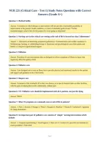 NUR 221 &lpar;Critical Care - Test 1&rpar; Study Notes Questions with Correct&NewLine;Answers &lpar;Grade A&plus;&rpar;