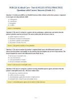 NUR 221 &lpar;Critical Care - Test 4&rpar; NCLEX STYLE PRACTICE&NewLine;Questions with Correct Answers &lpar;Grade A&plus;&rpar;