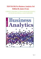 Test Bank for Business Analytics 3rd Edition by James R&period; Evans &vert; Chapters 1&ndash;16 Complete  With A&plus; Graded&comma; Newest