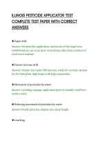 Illinois Pesticide Applicator Test&NewLine;Complete Test Paper With Correct&NewLine;Answers