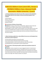 NURS 6512 Midterm Exam &lpar;Latest-2021&comma; Version-1&rpar; &NewLine;&sol; NURS6512 Midterm Exam&colon; Advanced Health &NewLine;Assessment&colon; Walden University &vert; Q and A 