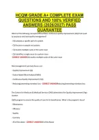 Hcqm Grade A&plus; Complete Exam &NewLine;Questions And 100&percnt; Verified &NewLine;Answers &lpar;2026&sol;2027&rpar; Pass &NewLine;Guarantee