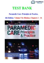 Test Bank for Paramedic Care&colon; Principles & Practice&comma; Volume 5&comma; 5th Edition by Bledsoe Bryan&comma; Porter Robert ISBN 978-0134449753