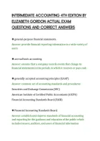 Intermediate Accounting 4Th Edition By&NewLine;Elizabeth Gordon Actual Exam&NewLine;Questions And Correct Answers&NewLine;